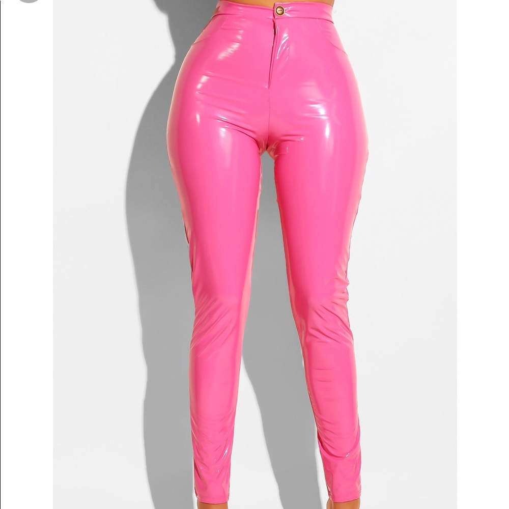 Pink vinyl pants